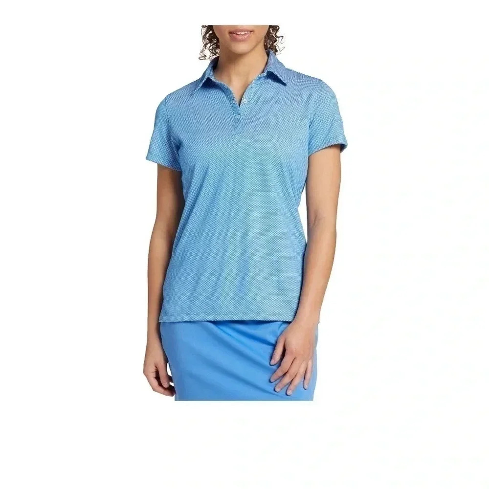 Lady Hagen Jacquard Mesh Short Sleeve Polo in Capri Blue *** Size Small***